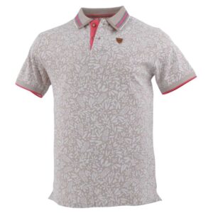 Polo BLACK WELLIS beige imprimé feuilles