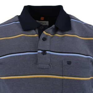 Polo homme stretch bleu chiné rayé jaune REDMOND
