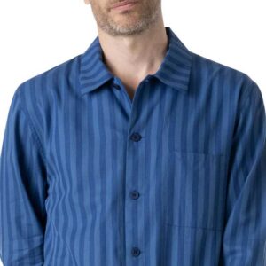 Pyjama Long veste boutonnée EMINENCE rayée bleu