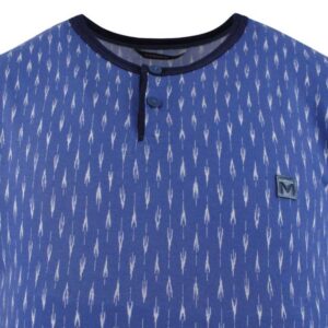 Pyjama short MASSANA coton et modal bleu motif blanc