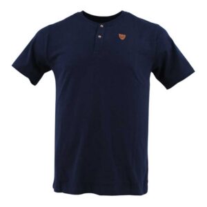 t-shirt homme bleu marine col tunisien BLACK WELLIS