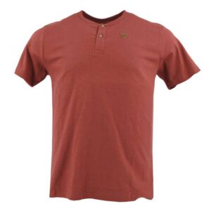 T-shirt homme col boutonné BLACK WELLIS uni terracotta
