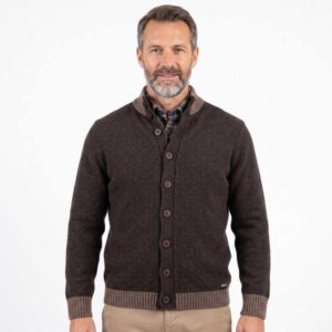 Cardigan boutonné 80% laine marron BEST GUEST FIRMIN