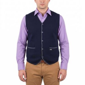 cardigan sans manches laine BEST GUEST bleu marine