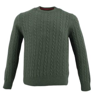 Pull homme col rond kaki torsadé JEAN BEST GUEST