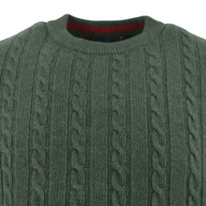 Pull homme col rond kaki torsadé JEAN BEST GUEST