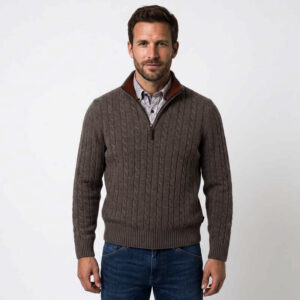 pull laine col camionneur torsadé marron BEST GUEST modÚle JOHAN