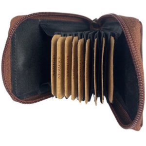 Porte-cartes unisexe en cuir cognac Arrigo