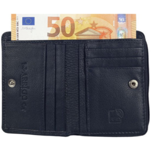 Portefeuille unisexe en cuir marine foncé Arrigo