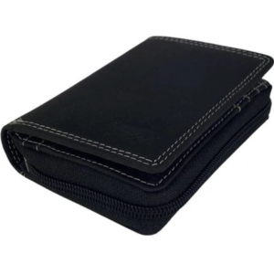 Portefeuille unisexe en cuir brut noir Arrigo