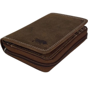 Portefeuille unisexe en cuir brut cognac Arrigo