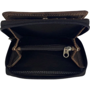 Portefeuille unisexe en cuir brut marron foncé Arrigo