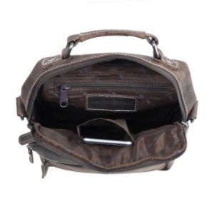 Sac bandoulière en cuir de buffle marron foncé homme Arrigo