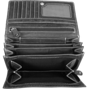 Grand portefeuille unisexe en cuir brut noir Arrigo