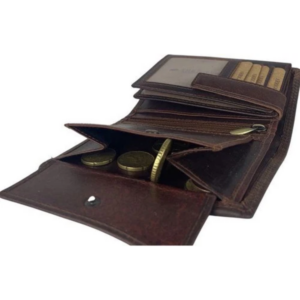 Portefeuille unisexe en cuir de vachette marron foncé Arrigo