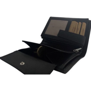 Portefeuille unisexe en cuir de vachette noir Arrigo