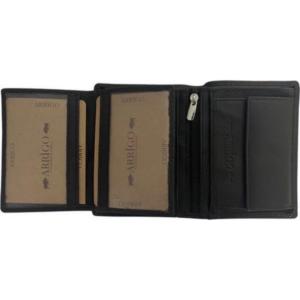 Portefeuille unisexe en cuir de vachette noir Arrigo