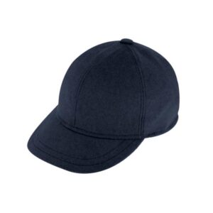 Casquette de baseball unie en laine mélangée avec cache-oreilles marine FIEBIG