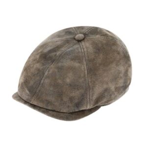 Casquette homme en cuir 6 panneaux vieilli marron FIEBIG