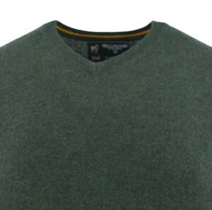 pull homme 100% laine col V vert WELLINGTON OF BILMORE modèle JACKw