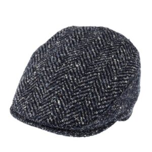 Casquette plate en laine à chevrons marine FIEBIG