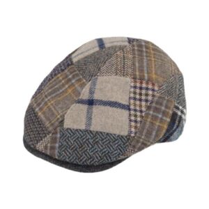 Casquette plate en laine patchwork marron FIEBIG