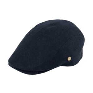 Casquette plate unie en laine mélangée avec cache-oreilles marine FIEBIG
