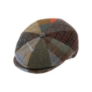 Casquette 8 panneaux en tweed Harris verte FIEBIG