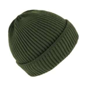 Bonnet tricoté laine mérinos uni vert FIEBIG