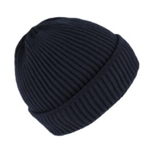 Bonnet tricoté laine mérinos uni marine FIEBIG