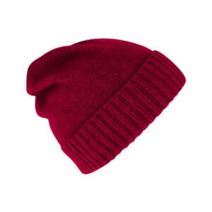 Bonnet en maille cachemire uni Bordeaux FIEBIG