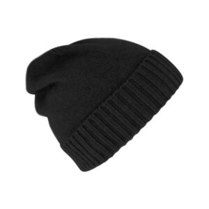 Bonnet en maille cachemire uni Noir FIEBIG