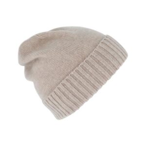 Bonnet en maille cachemire uni Beige FIEBIG
