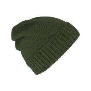 Bonnet en maille cachemire uni Vert FIEBIG