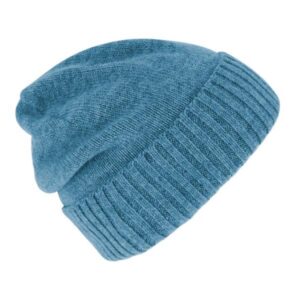 Bonnet en maille cachemire uni Bleu FIEBIG