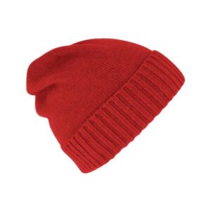 Bonnet en maille cachemire uni Rouge FIEBIG