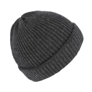 Bonnet tricoté laine mérinos uni anthracite FIEBIG