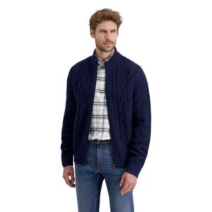 gilet laine torsadé PIERRE CARDIN bleu marine