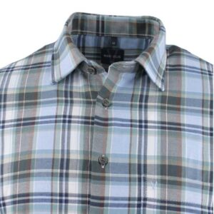 Chemise homme flanelle larges carreaux MARVELIS bleu et vert Casual Fit
