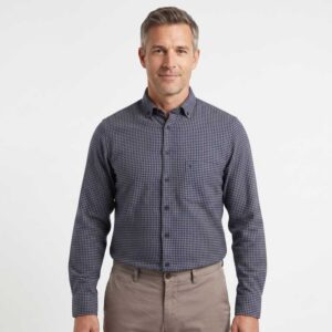 Chemise flanelle marine et beige MARVELIS Casual Fit