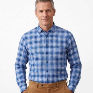 Chemise homme flanelle bleue MARVELIS Modern Fit
