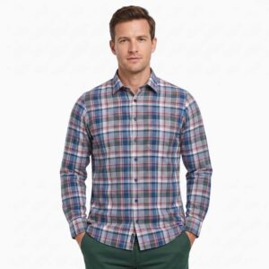 Chemise homme MARVELIS Casual Fit carreaux verts et bleus