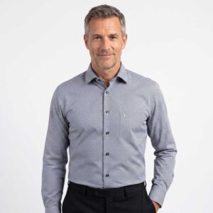 Chemise sans repassage imprimée gris MARVELIS Modern Fit