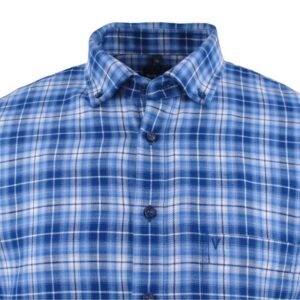 Chemise ML flanelle bleue MARVELIS Modern Fit