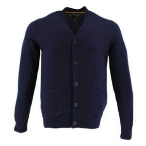 gilet boutonné 100% laine col V marine WELLINGTON OF BILMORE modèle THE CARDIGAN