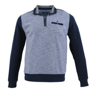 pull sweat bleu chiné MONTE CARLO avec poche poitrine