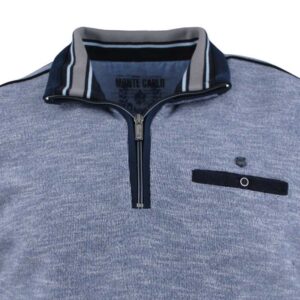 pull sweat bleu chiné MONTE CARLO avec poche poitrine