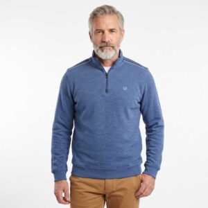 Pull sweat homme col montant GAILDO Bleu indigo