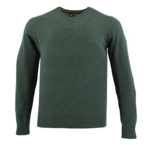 pull homme 100% laine col V vert WELLINGTON OF BILMORE modèle JACKw