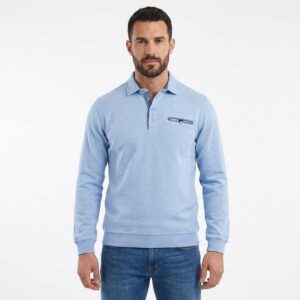 Polo homme manches longues GAILDO Bleu Clair